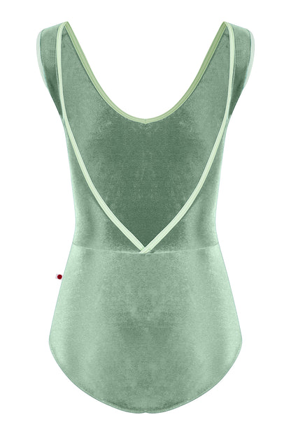 Gina leotard in V-Meadow body & top color with N-Ginko trim color
