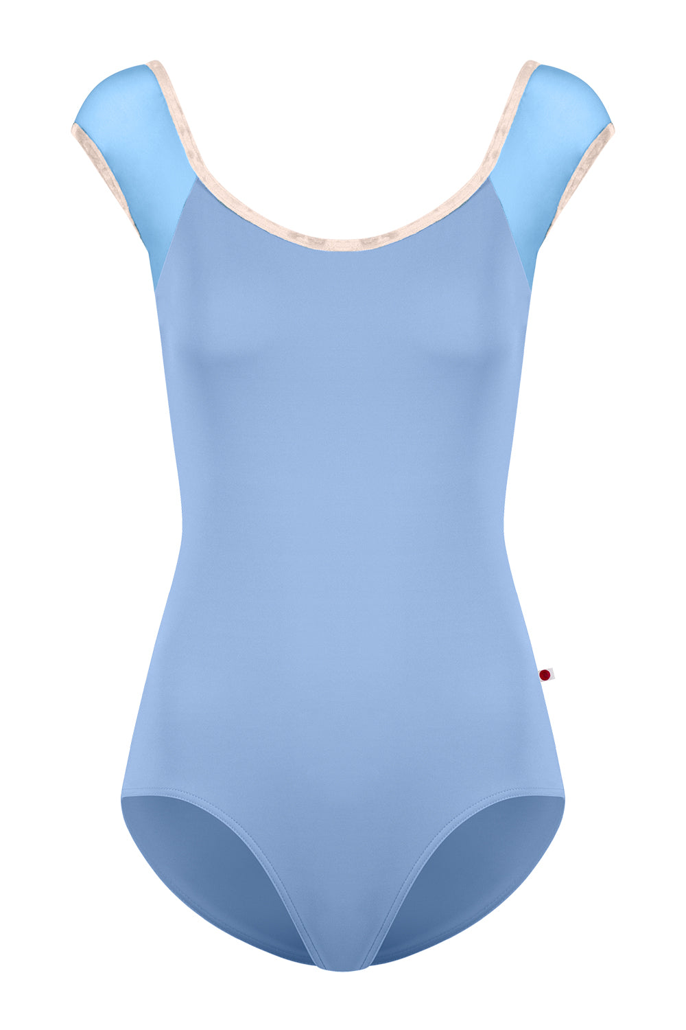 Kids Wendy leotard in T-Paradise body color with Mesh Glacier top color and CV-Misty Rose trim color