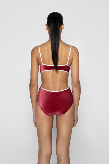 Kiki leotard in V-Cerise body color with N-Pearl trim color