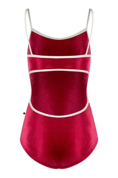 Kiki leotard in V-Cerise body color with N-Pearl trim color