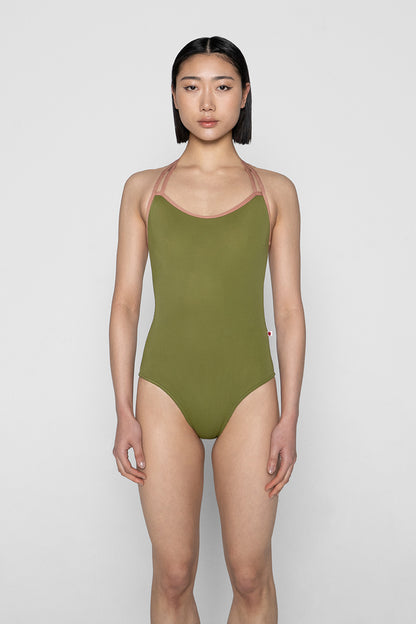 Lena leotard in T-Eden body color with N-Rosewood trim color