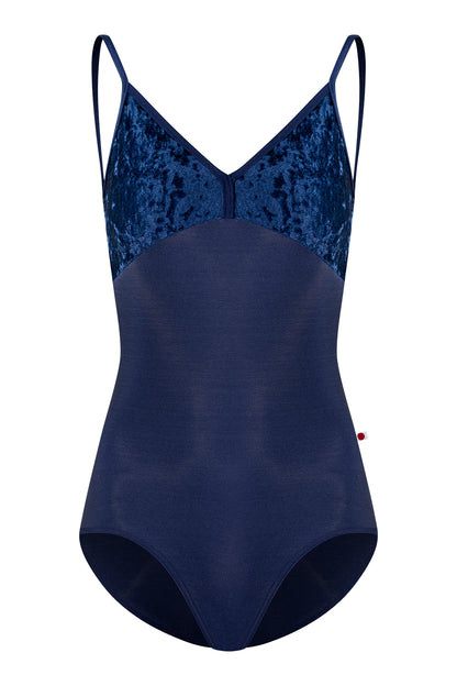Daria leotard in N-Dark Blue body color with CV-Dark Blue top color and N-Dark Blue trim color