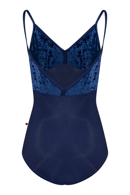 Daria leotard in N-Dark Blue body color with CV-Dark Blue top color and N-Dark Blue trim color