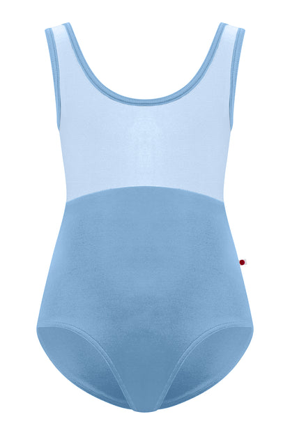 Kids Anna Duo leotard in N-Moontide body & top color with V-Serenade top color
