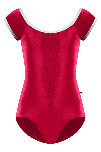 Kids Wendy leotard in V-Cerise body color with T-White trim color