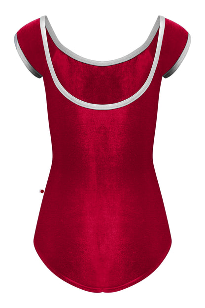 Kids Wendy leotard in V-Cerise body color with T-White trim color