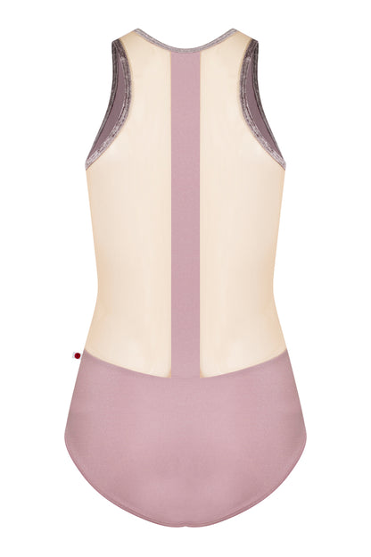 Sasha leotard in N-Magic body color with Mesh Dolce top color and CV-Phantom trim color