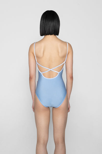 Daniela leotard in N-Moontide body color with V-Serenade trim color