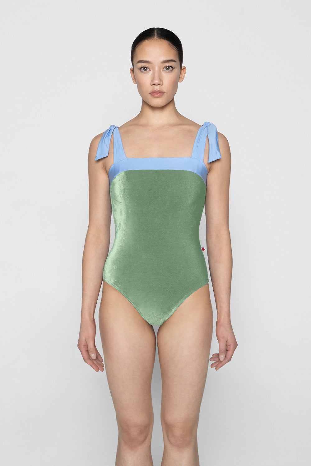 Mimi leotard in V-Meadow body color with N-Moontide top color