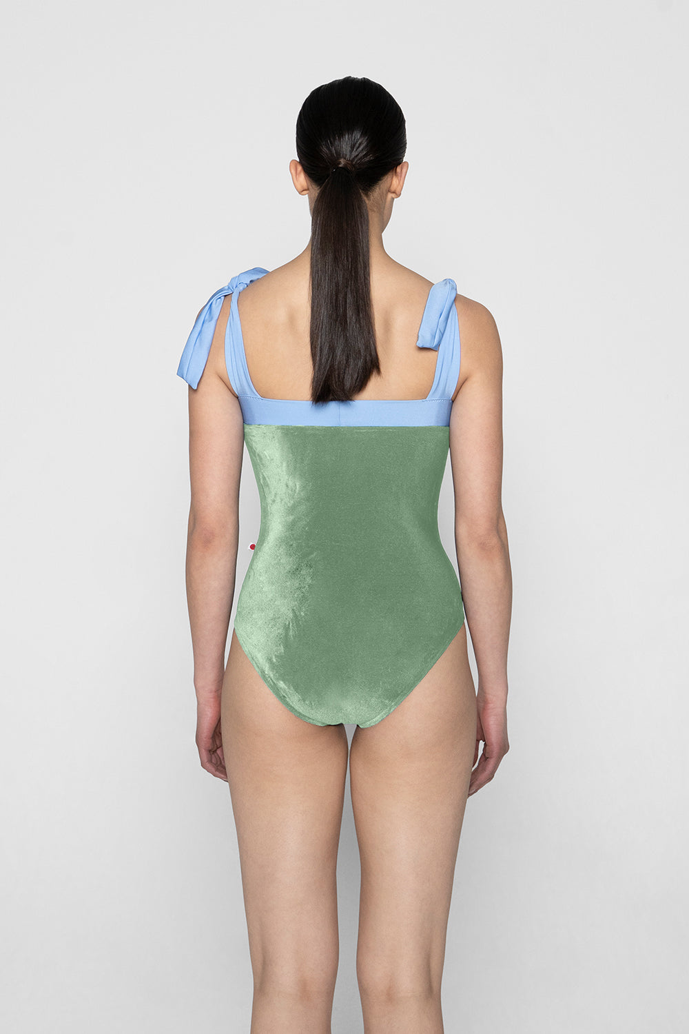 Mimi leotard in V-Meadow body color with N-Moontide top color