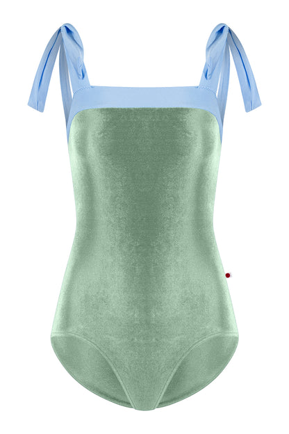 Mimi leotard in V-Meadow body color with N-Moontide top color