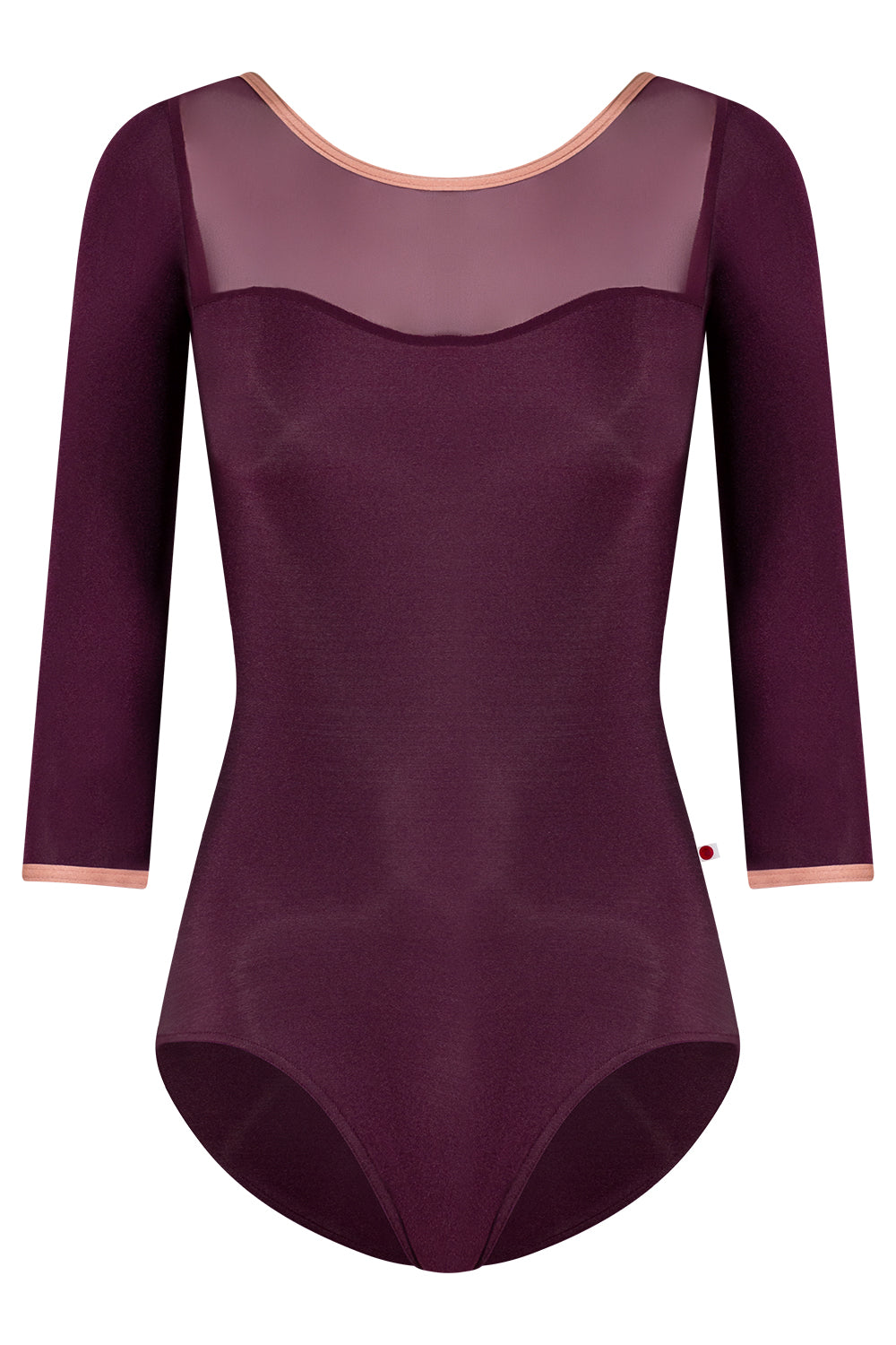 Jane 3q sleeves leotard in N-Opera body color with Mesh Opera top color and N-Rosewood trim color