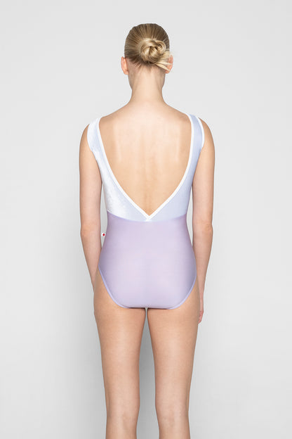 Alicia leotard in N-Poem body color with V-Serenade top color and T-White trim color