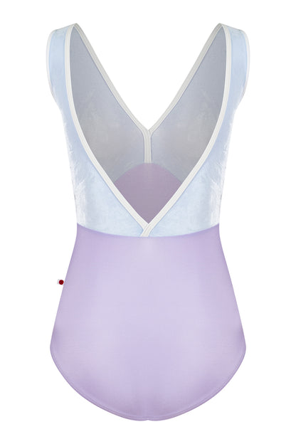 Alicia leotard in N-Poem body color with V-Serenade top color and T-White trim color