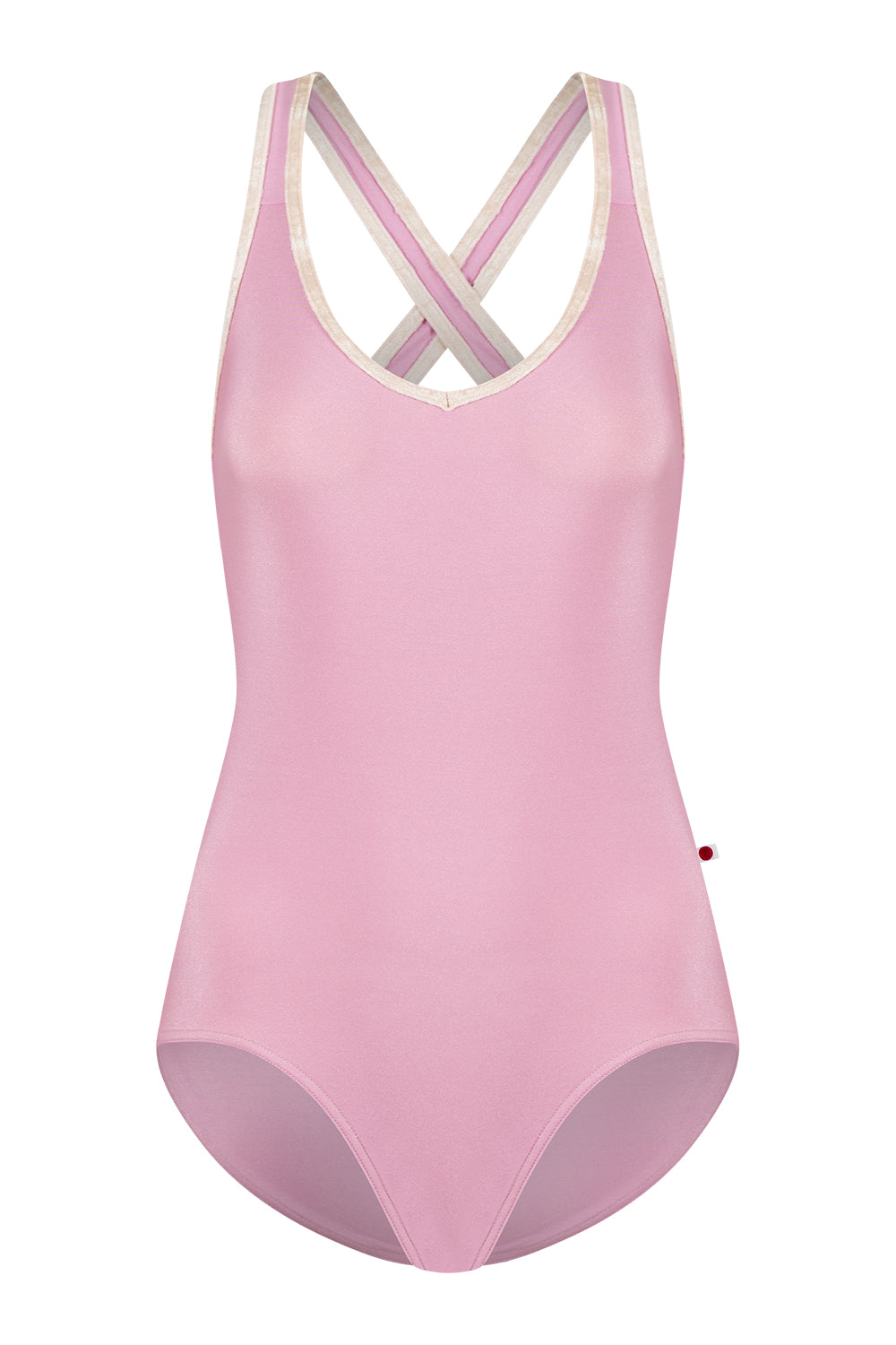 Sonoya leotard in N-Confetti body color with CV-Misty Rose trim color