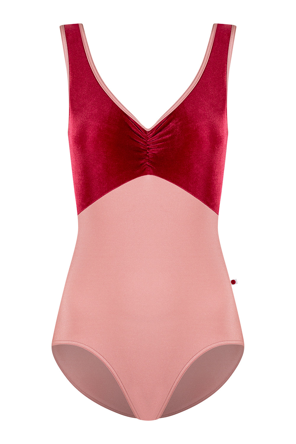 Anna Duo Pinch leotard in N-Antique Rose body color with V-Cerise top color and N-Antique Rose trim color