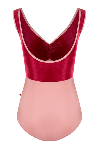 Anna Duo Pinch leotard in N-Antique Rose body color with V-Cerise top color and N-Antique Rose trim color