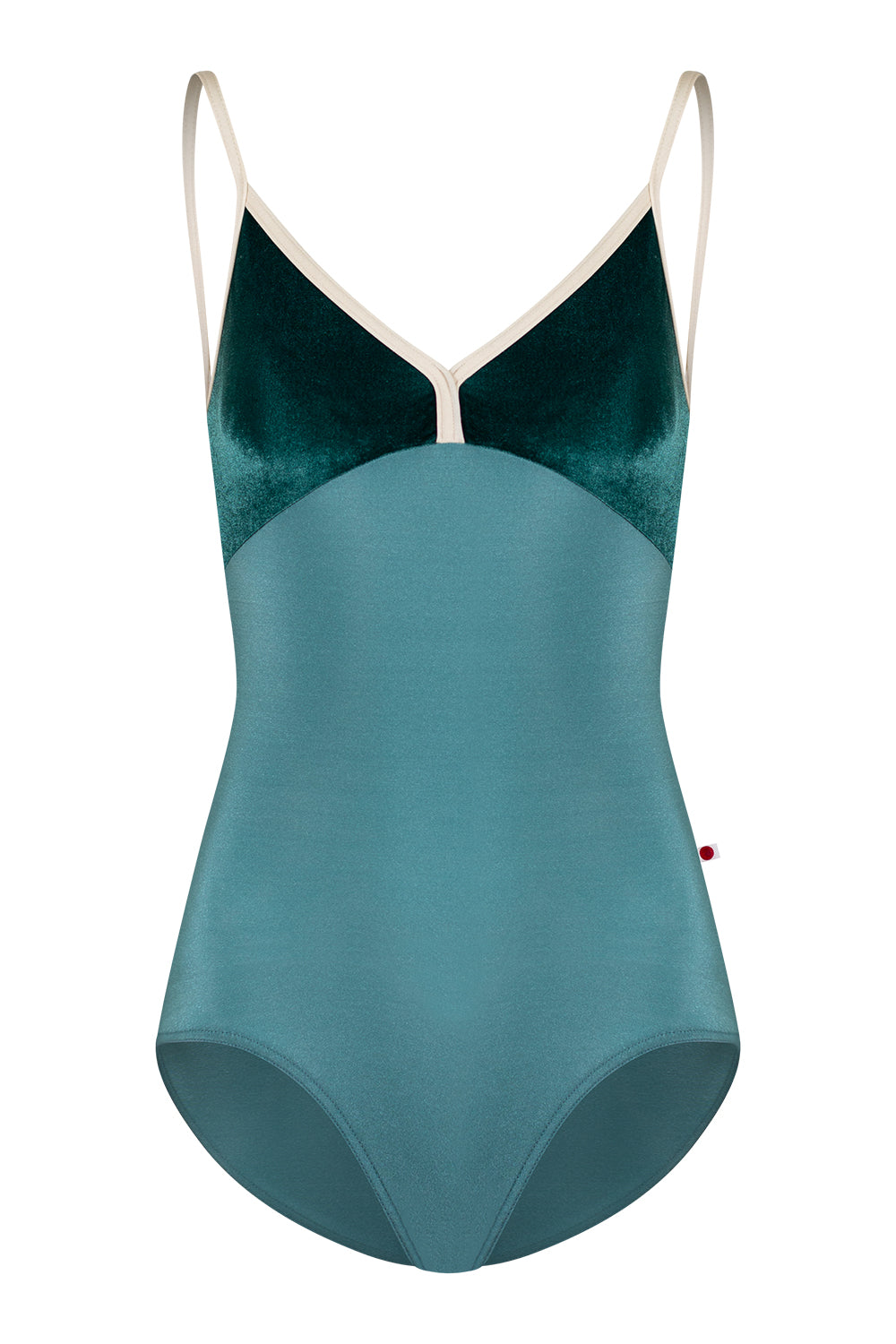 Daria leotard in N-Frost body color with V-Orbit top color and N-Pearl trim color