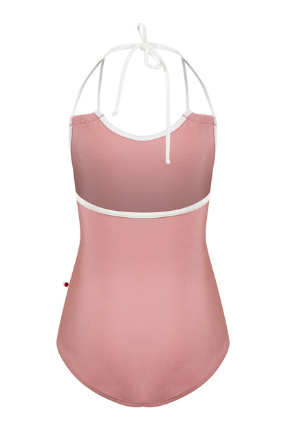 Kids Julia leotard in N-Antique Rose body color with V-White trim color