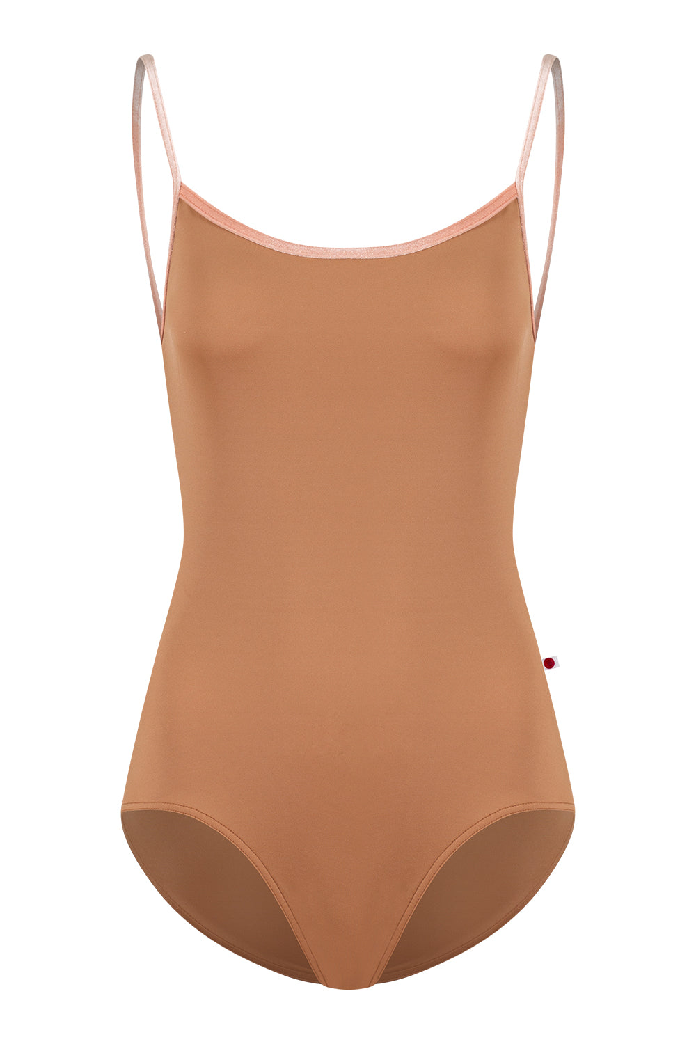 Kiki leotard in T-Sepia body color with V-Blush trim color