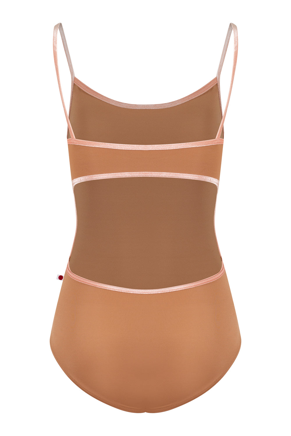 Kiki leotard in T-Sepia body color with V-Blush trim color