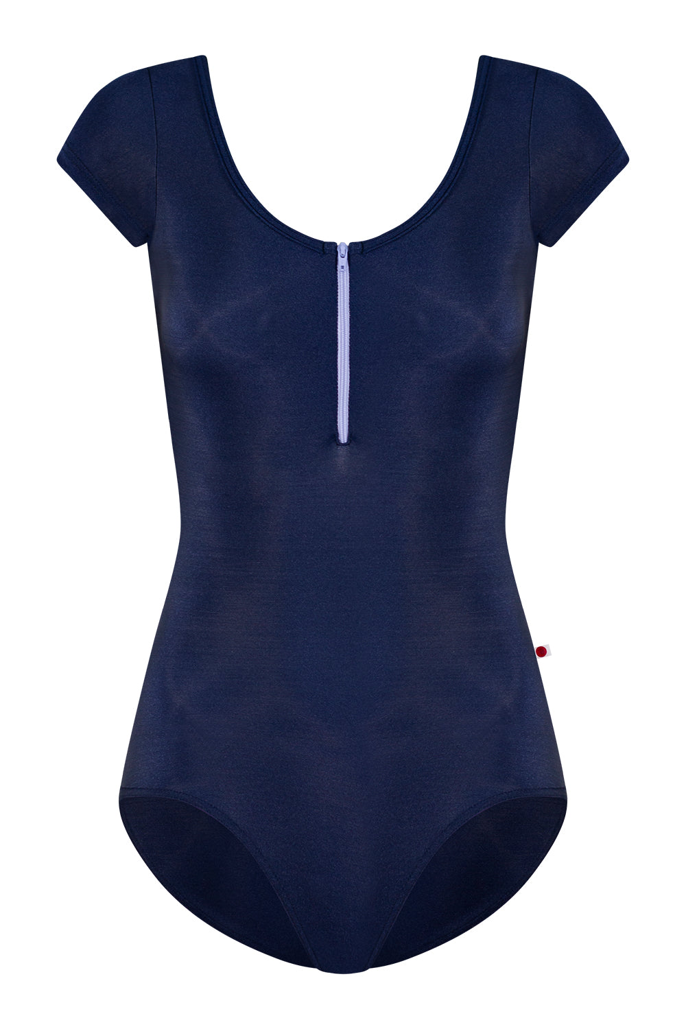 Cora leotard in N-Dark Blue body color with N-Dark Blue trim color and N-Poem zipper color