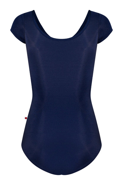 Cora leotard in N-Dark Blue body color with N-Dark Blue trim color and N-Poem zipper color
