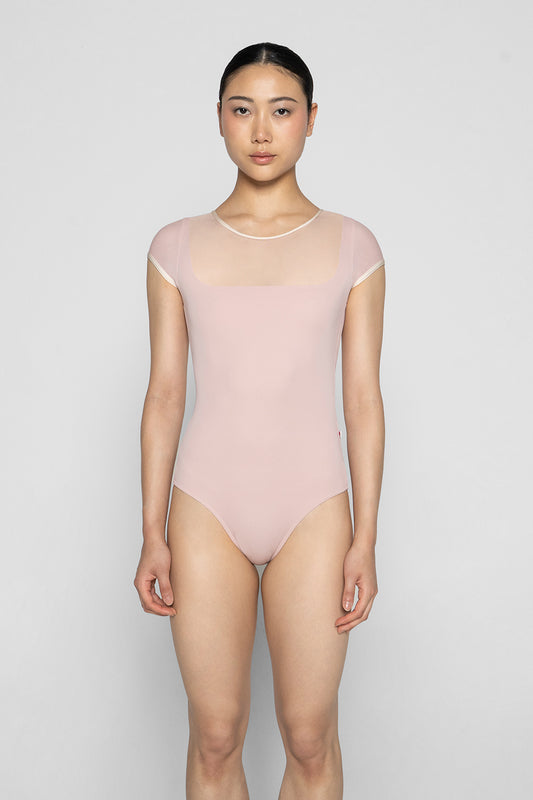 Cynthia Leotard in T-Petal body color with Mesh Blush top color and N-Pearl trim color