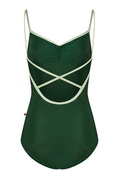 Daniela pinch leotard in N-Huntress body color with N-Ginko trim color