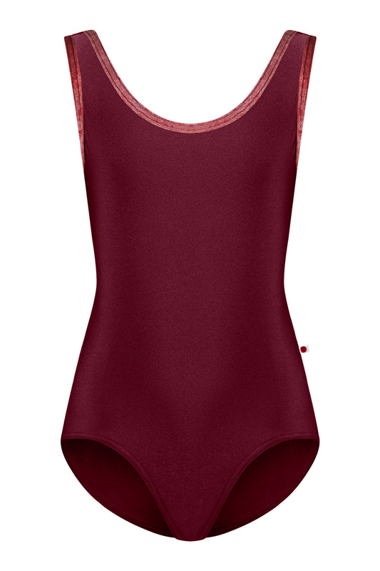 Kids Anna leotard in N-Burgundy body color with CV-Garnet trim color