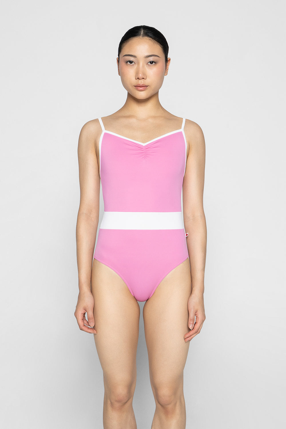Micah leotard in T-Aurora body & top color with T-White middle band and trim color