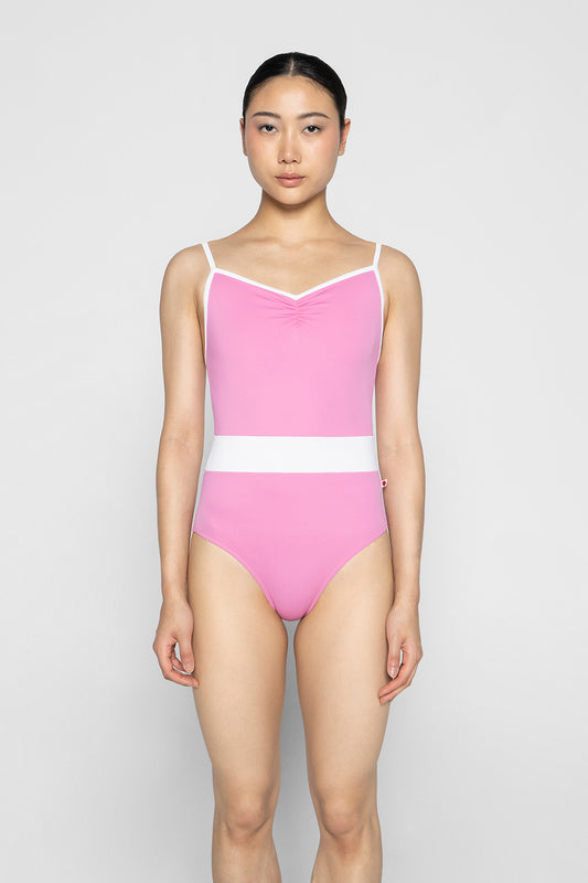 Micah leotard in T-Aurora body & top color with T-White middle band and trim color