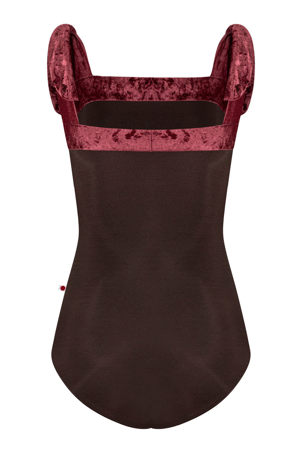 Mimi leotard in N-Espresso body color with CV-Garnet top color