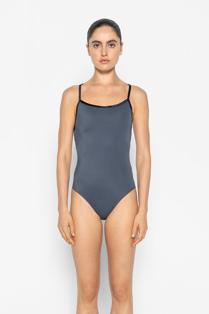 Nadja leotard in T-Titanium body color with CV-Black trim color