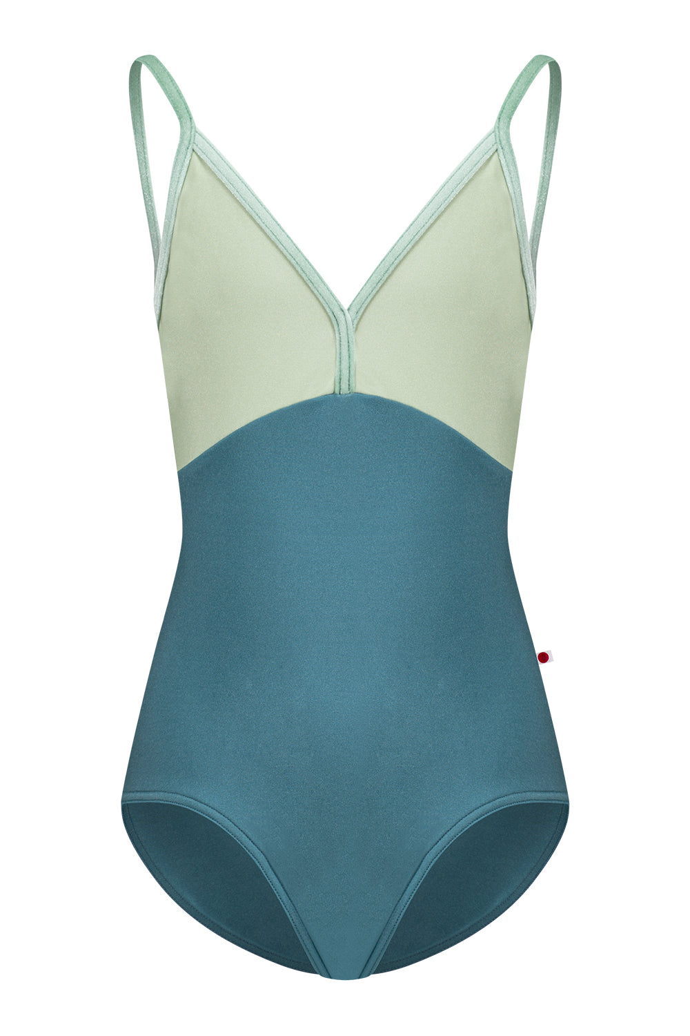 Kids Daria leotard in N-Frost body color with N-Ginko top color and V-Meadow trim color