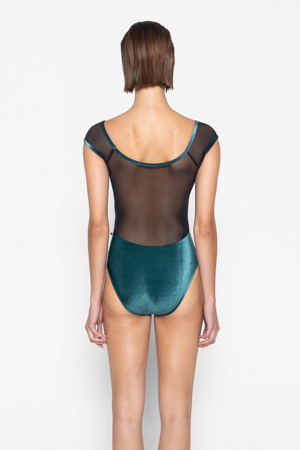 Nina leotard in V-Orbit body color with Mesh Black top color and V-Orbit trim color