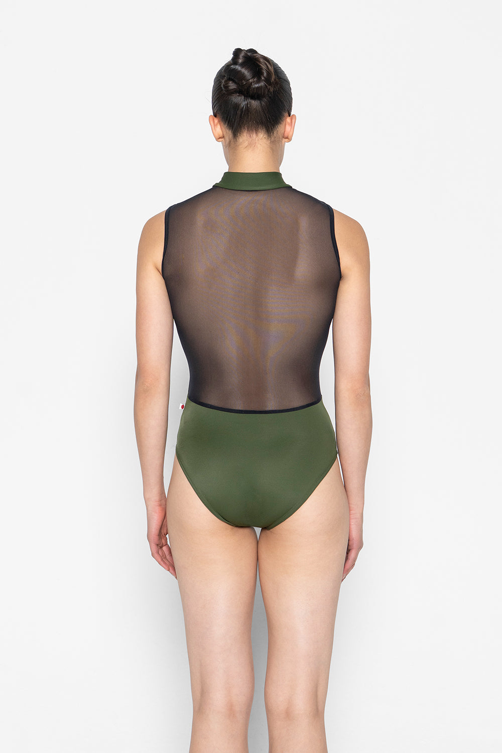 Jessica leotard in T-Jungle body color with Mesh Black top color and T-Black trim & zipper color