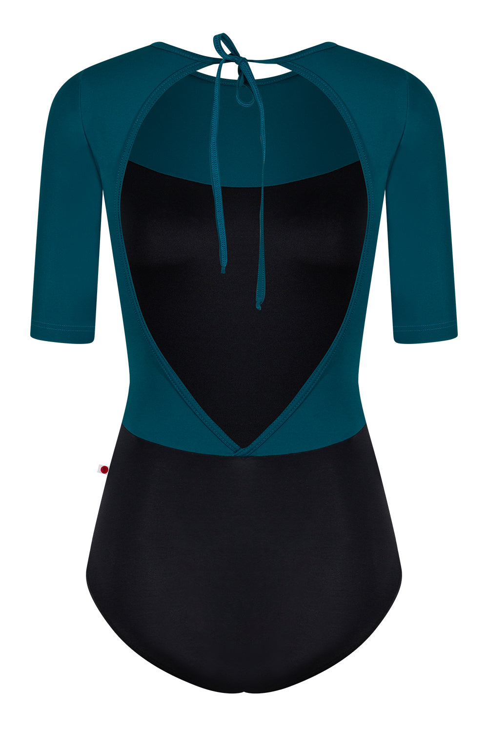 Olivia leotard in T-Black body color with T-Zenith top & trim color and half sleeves