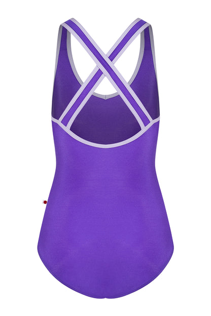 Sonoya leotard in N-Violet body color with N-Poem trim color