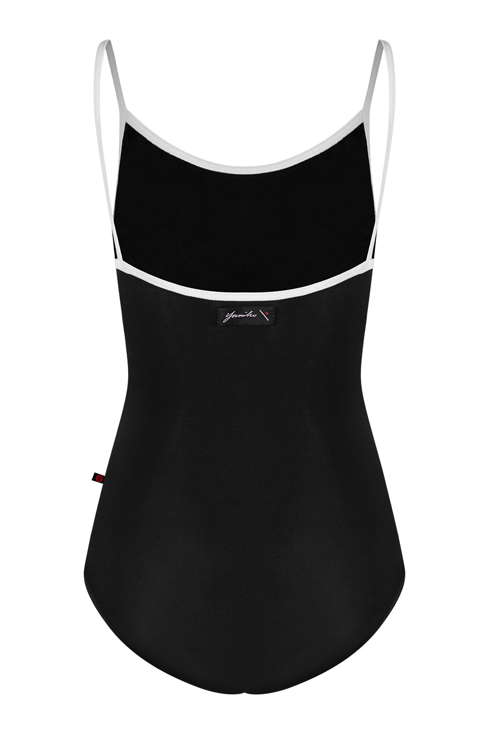 Kathy black label leotard in T-Black body color with Velvet Flocking Mesh top color and V-White trim color