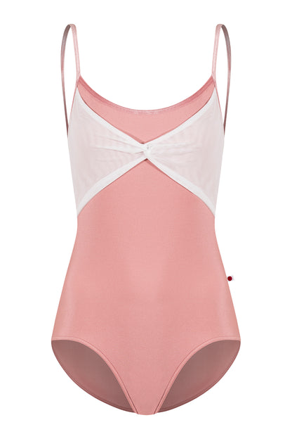 Kathy leotard in N-Antique Rose body color, V-Dreamy trim color with Mesh White overlay