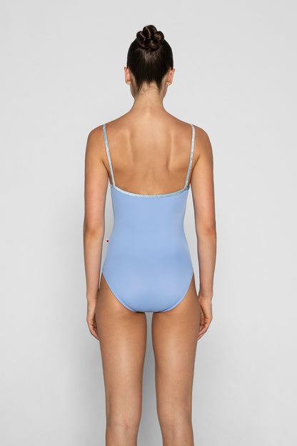 Kathy leotard in T-Paradise body color, CV-Ice trim color with Mesh Whisper overlay