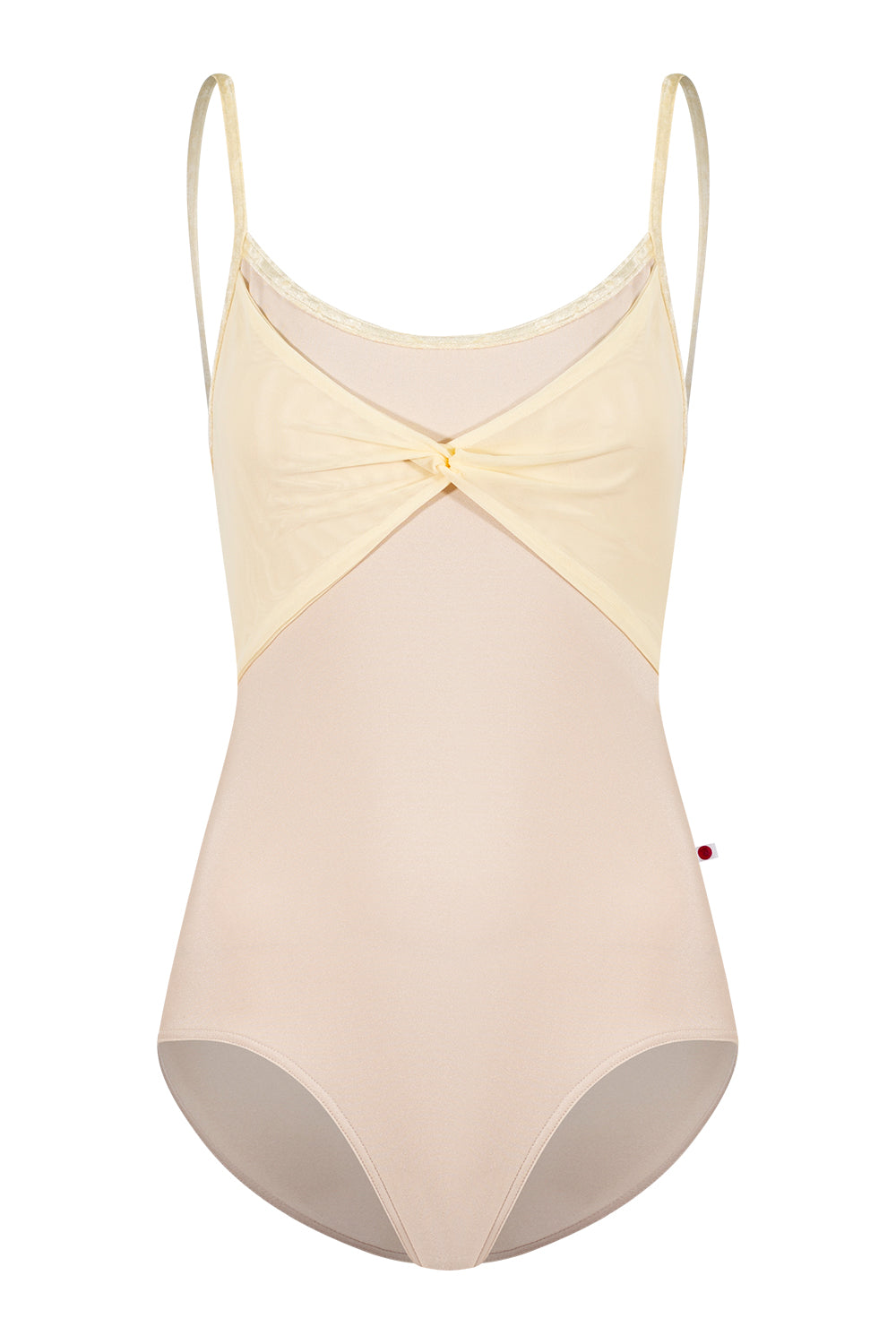 Kathy leotard in N-Pearl body color, CV-Vanilla trim color with Mesh Vanilla overlay