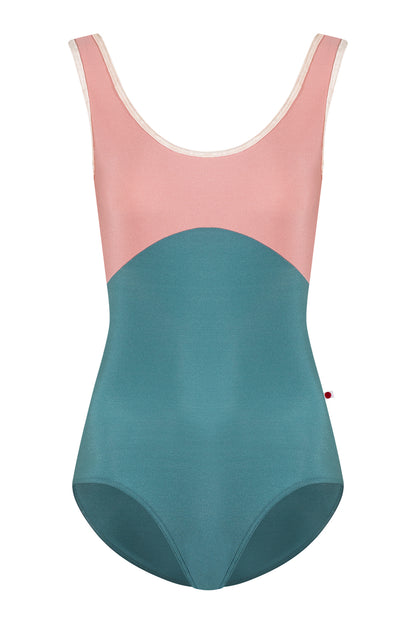 Anna Duo leotard in N-Frost body color with N-Antique Rose top color and CV-Misty Rose trim color