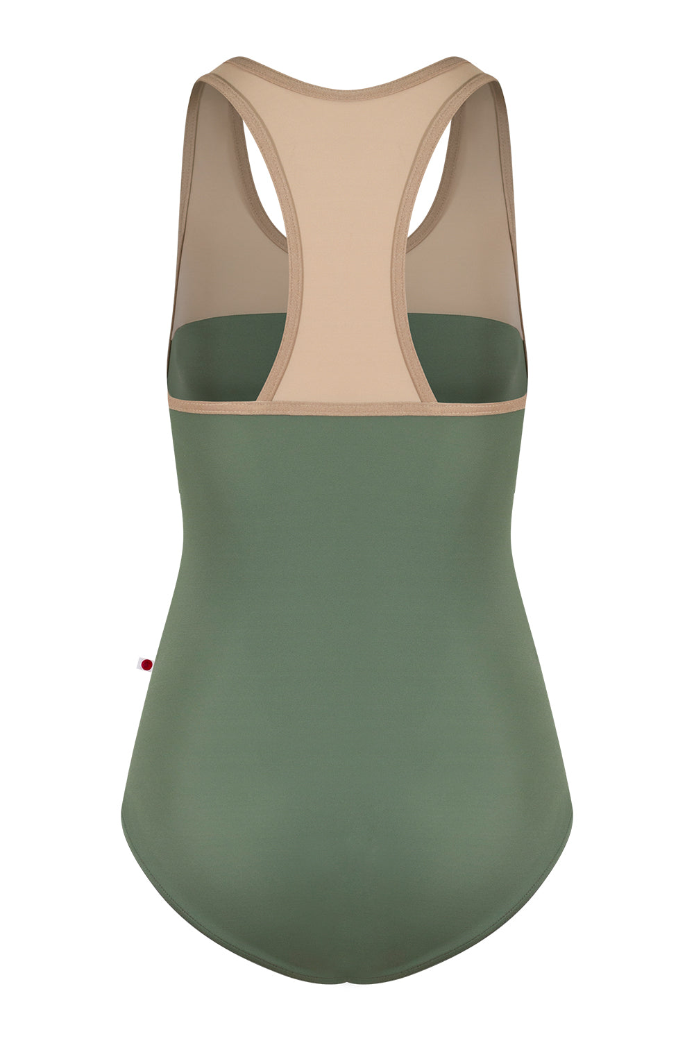 Erica leotard in T-Sage body color with T-Mosaic top color and N-Toffee trim color