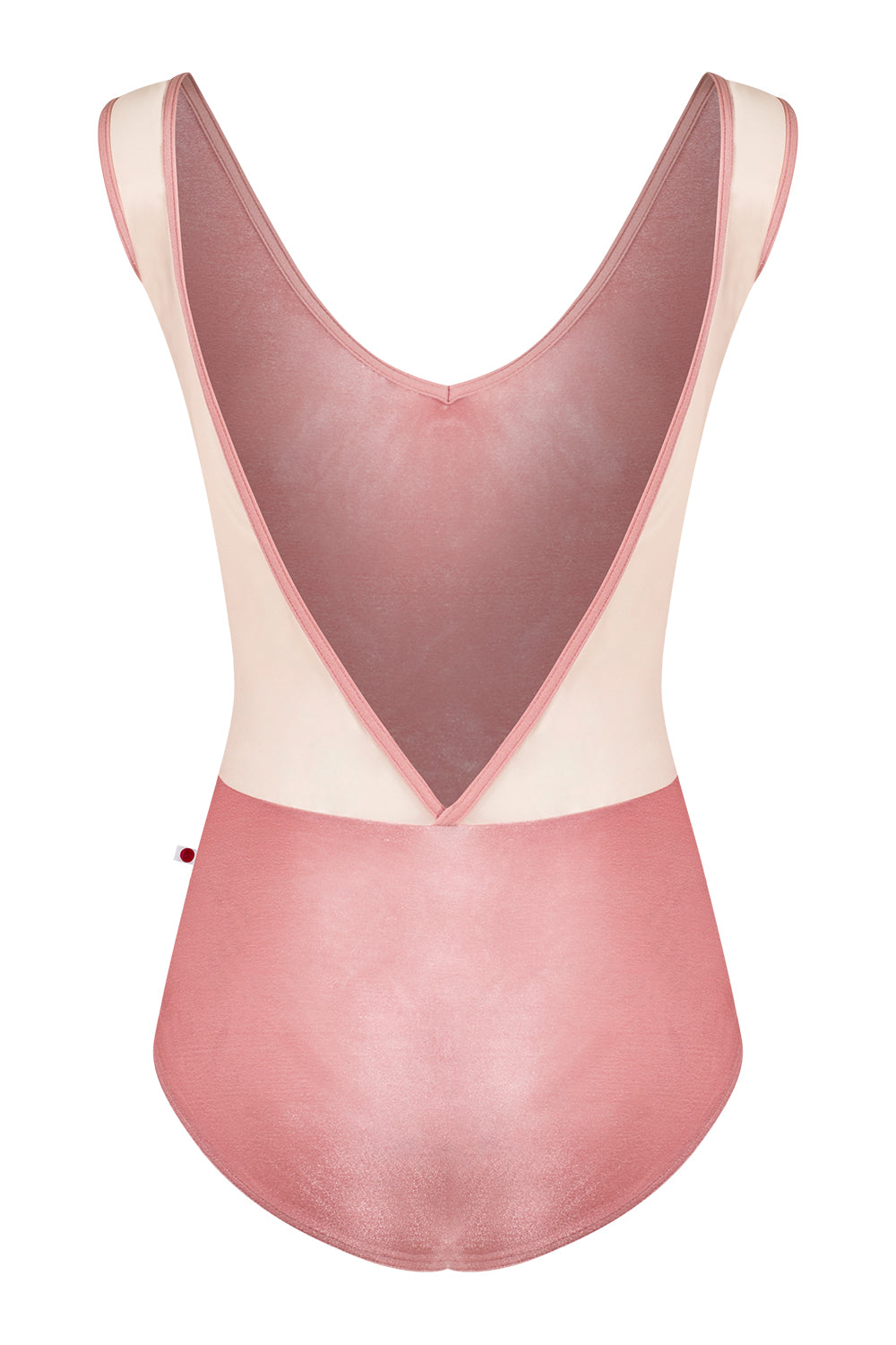 Gina mesh leotard in V-Dreamy body color with Mesh Blush top color and N-Antique Rose trim color