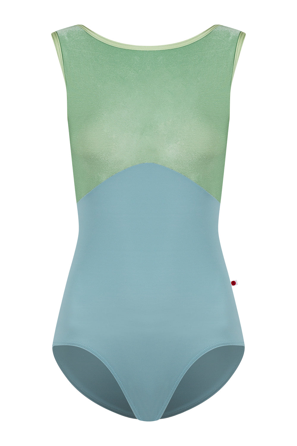 Sofiane Duo leotard in T-Fog body color with V-Meadow top color and N-Ginko trim color