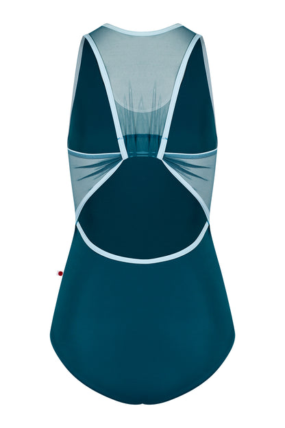 Alex leotard in T-Zenith body color with Mesh Lagoon top color and N-Mirror trim color