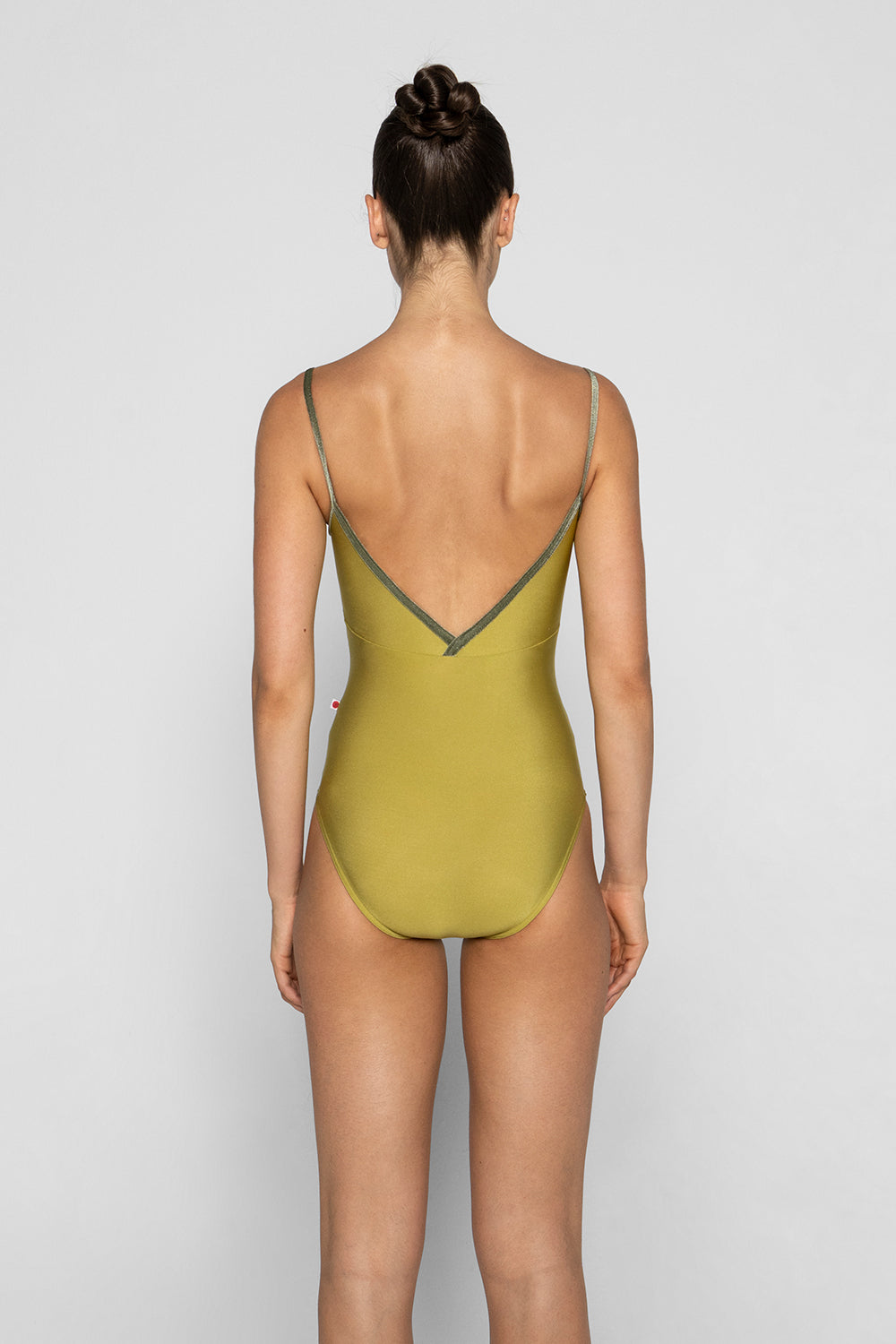 Daria leotard in N-Cricket body & top color with V-Safari trim color