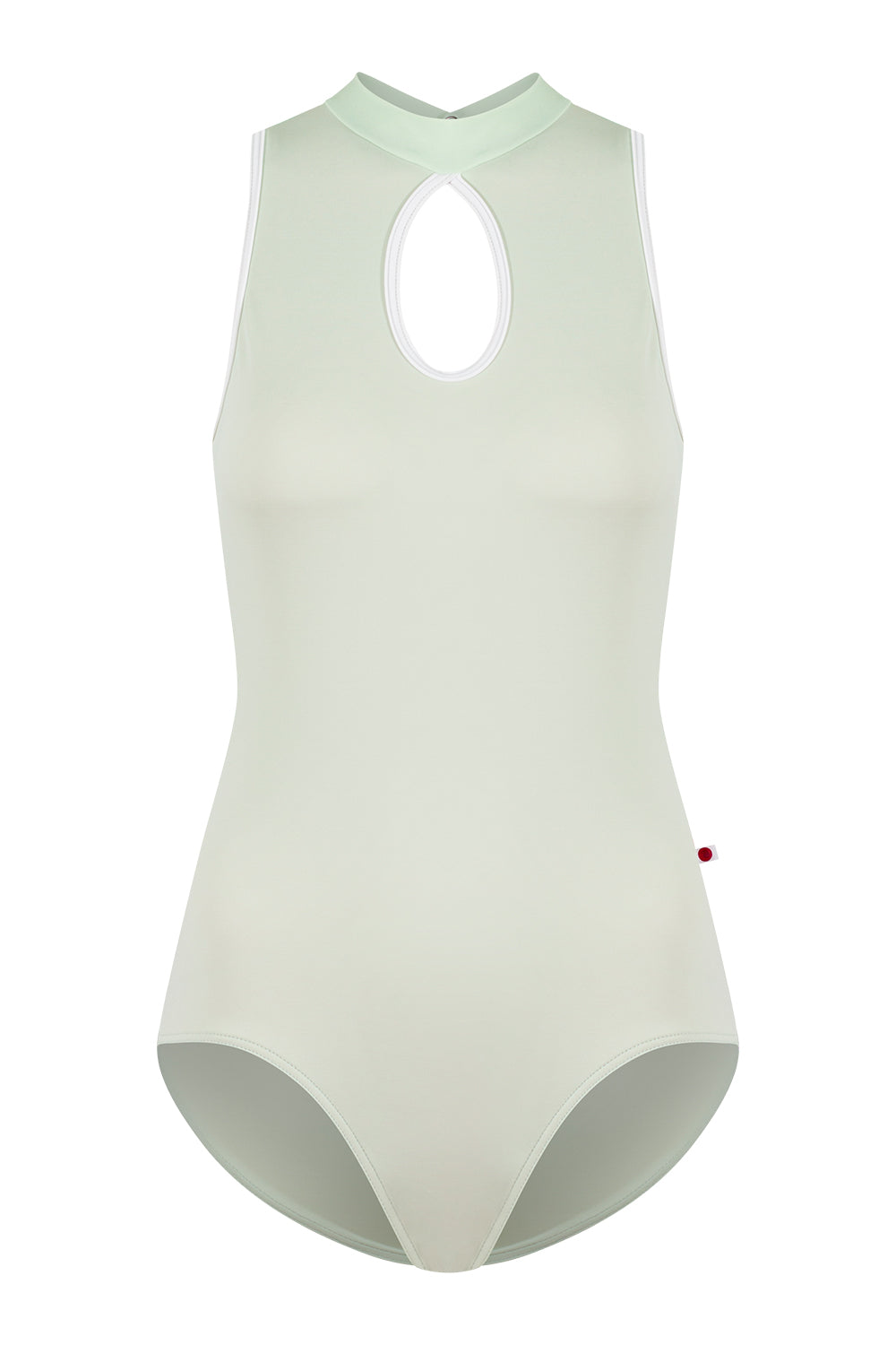 Elise leotard in T-Pistachio body color with T-White trim color